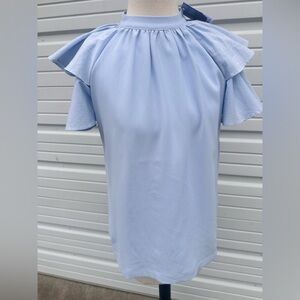 TCEC Light Blue Ruffle Sleeve  Boutique top size S